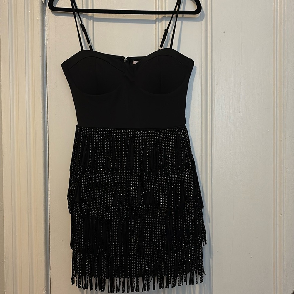 Audrey Parks x Francesca’s Black Bodycon Mini Dress with Spaghetti Straps